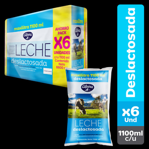 LECHE ALPINA 6U X 1100G BOLSA DESLACTOSADA